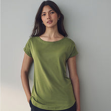 Load image into Gallery viewer, Olive Green Cap Sleeve T-Shirt Top
