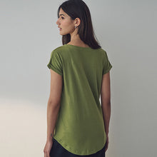 Load image into Gallery viewer, Olive Green Cap Sleeve T-Shirt Top
