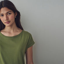 Load image into Gallery viewer, Olive Green Cap Sleeve T-Shirt Top
