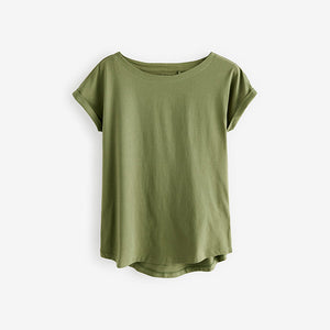 Olive Green Cap Sleeve T-Shirt Top