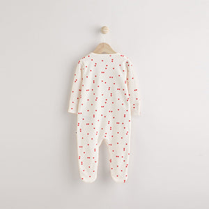 Cream Heart Baby Valentines 100% Cotton Sleepsuit