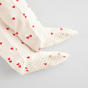 Cream Heart Baby Valentines 100% Cotton Sleepsuit