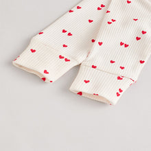 Load image into Gallery viewer, Cream Heart Baby Valentines 100% Cotton Sleepsuit
