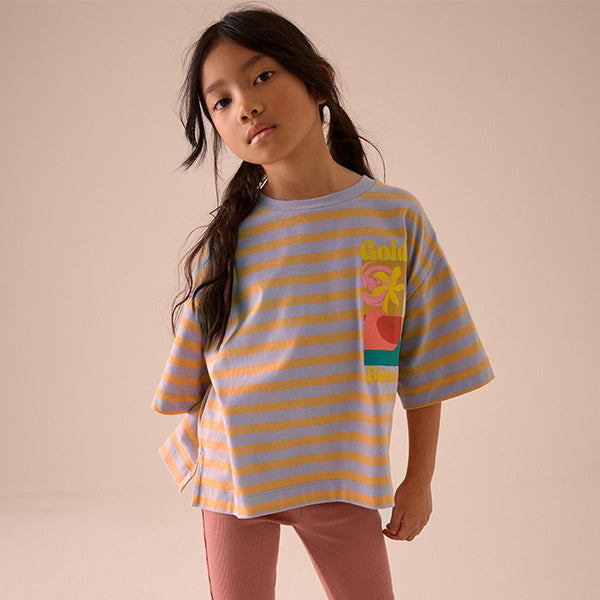 Purple/Orange 100% Cotton Graphic Print T-Shirt (3-12yrs)