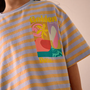 Purple/Orange 100% Cotton Graphic Print T-Shirt (3-12yrs)
