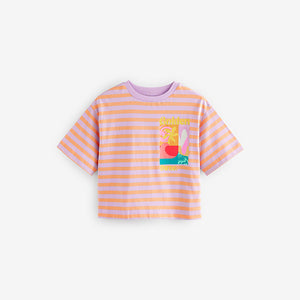 Purple/Orange 100% Cotton Graphic Print T-Shirt (3-12yrs)