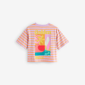 Purple/Orange 100% Cotton Graphic Print T-Shirt (3-12yrs)