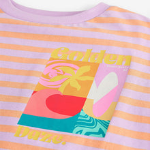Load image into Gallery viewer, Purple/Orange 100% Cotton Graphic Print T-Shirt (3-12yrs)
