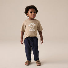 Load image into Gallery viewer, Navy Blue Textured Jersey 100% Cotton Joggers
