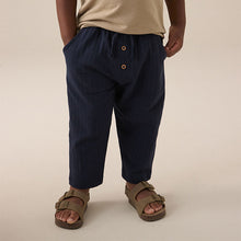 Load image into Gallery viewer, Navy Blue Textured Jersey 100% Cotton Joggers

