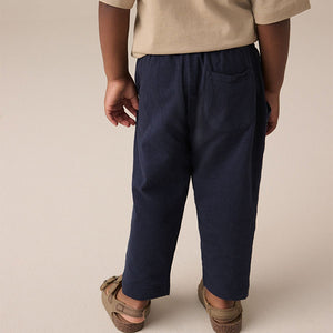 Navy Blue Textured Jersey 100% Cotton Joggers