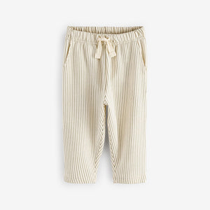 Ecru Off White Patterned Jersey 100% Cotton Joggers