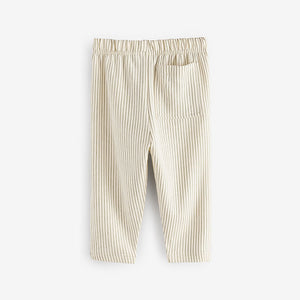 Ecru Off White Patterned Jersey 100% Cotton Joggers