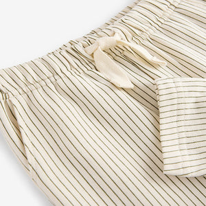 Ecru Off White Patterned Jersey 100% Cotton Joggers