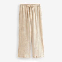Load image into Gallery viewer, Neutral Wide Leg Textured Co-ord Trousers with Linen
