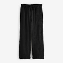 Load image into Gallery viewer, Black Wide Leg Textured Co-ord Trousers with Linen
