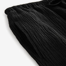 Load image into Gallery viewer, Black Wide Leg Textured Co-ord Trousers with Linen
