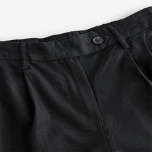 Load image into Gallery viewer, Black Stay Smart Barrel Leg Linen Rich Trousers
