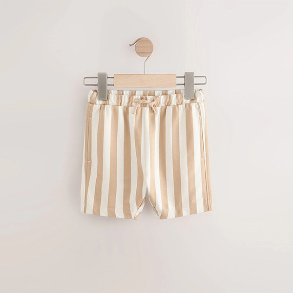 Stone and White Jersey Shorts