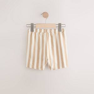 Stone and White Jersey Shorts