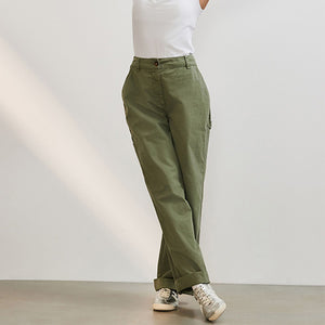 Khaki Cargo 100% Cotton Trousers