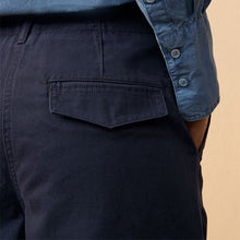 Load image into Gallery viewer, Navy 100% Cotton Barrel Leg Chinos Trousers
