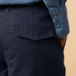 Navy 100% Cotton Barrel Leg Chinos Trousers