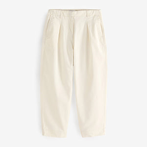 Ivory 100% Cotton Barrel Leg Chinos Trousers