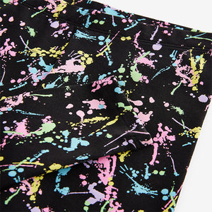 Black Colourful Splat Printed Leggings (3-12yrs)