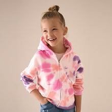 Load image into Gallery viewer, Multi Pink Tie Dye Zip Through Hoodie (3-12yrs)
