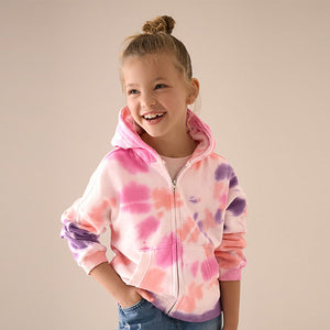 Multi Pink Tie Dye Zip Through Hoodie (3-12yrs)