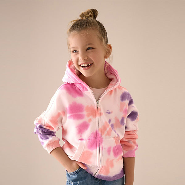 Multi Pink Tie Dye Zip Through Hoodie (3-12yrs)