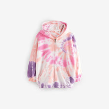 Load image into Gallery viewer, Multi Pink Tie Dye Zip Through Hoodie (3-12yrs)
