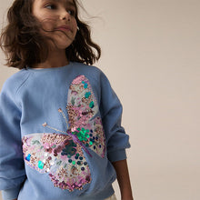 Load image into Gallery viewer, Blue Sequin Butterfly Sweatshirt (3-11yrs)
