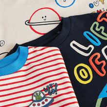 Load image into Gallery viewer, Red/Blue Space Short Sleeve T-Shirts 3 Pack
