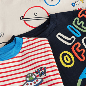 Red/Blue Space Short Sleeve T-Shirts 3 Pack