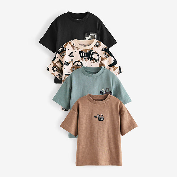 Black/White Short Sleeve T-Shirts 4 Pack