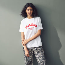 Load image into Gallery viewer, White Milano City Graphic Heavyweight Short Sleeve Crew Neck T-Shirt
