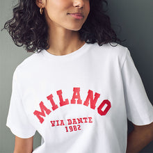 Load image into Gallery viewer, White Milano City Graphic Heavyweight Short Sleeve Crew Neck T-Shirt

