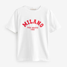 Load image into Gallery viewer, White Milano City Graphic Heavyweight Short Sleeve Crew Neck T-Shirt
