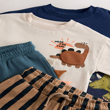 Load image into Gallery viewer, Navy/Stone Short Sleeve T-Shirt &amp; Shorts Set 2 Pack (3mths-6yrs)
