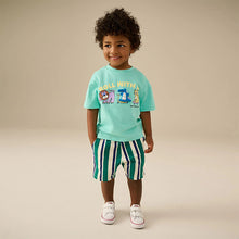 Load image into Gallery viewer, Mint Green Short Sleeve T-Shirt &amp; Pattern Shorts Set (3mths-6yrs)
