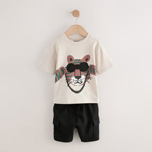 Load image into Gallery viewer, Stone Short Sleeve T-Shirt &amp; Utility Shorts Set (3mths-6yrs)
