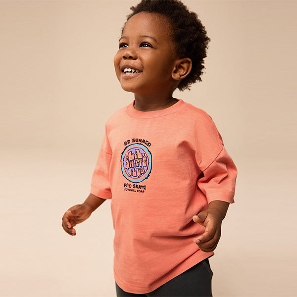 Orange/Black Short Sleeve T-Shirt & Carpenter Shorts Set