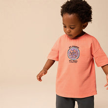 Load image into Gallery viewer, Orange/Black Short Sleeve T-Shirt &amp; Carpenter Shorts Set
