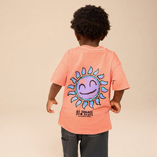 Load image into Gallery viewer, Orange/Black Short Sleeve T-Shirt &amp; Carpenter Shorts Set
