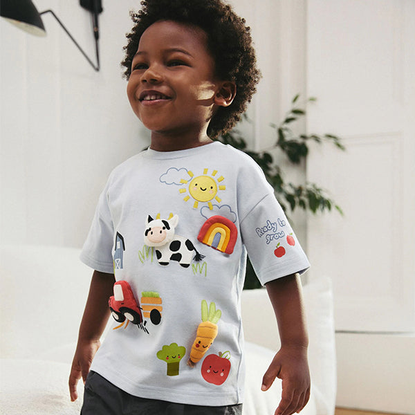 Blue Farm Short Sleeve 3D Padded Character T-Shirt