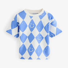 Load image into Gallery viewer, Blue Harlequin Check Short Sleeve All-Over Print T-Shirt
