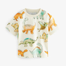Load image into Gallery viewer, White Dinosaur Short Sleeve All-Over Print T-Shirt
