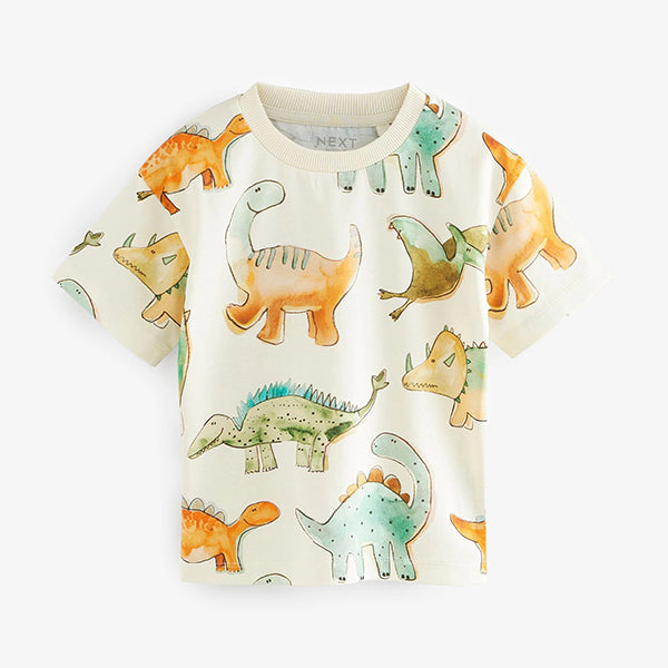 White Dinosaur Short Sleeve All-Over Print T-Shirt